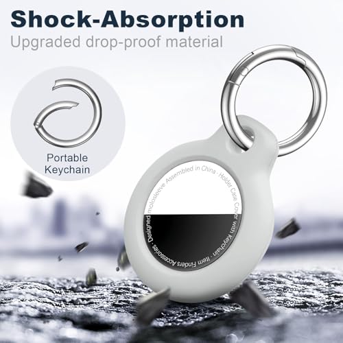 Image of MOLOSLEEVE Case for AirTag 2nd Gen (2026) & 1st Gen, Shockproof Holder Anti-Scratch Protective Cover for Air Tags, Men's Women's Keyrings & Keychains for Keys, Luggage, Bags, Grey