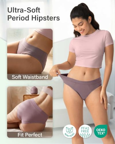 Image of Neione Period Underwear for Women Moderate Flow, Modal Hipster Panties