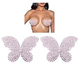 VERAMI Rhinestone Nipple Covers Pasties - Carnival Raves Hollywood Rave Reusable Bra Petal Diamond Stickers Gift for Women