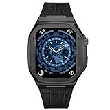 diosbras アップルウォッチ用 ケース for Apple Watch用 バンド カバー ステンレス ケース ステンレス ベルト 45mm 一体型 Series 9/SE/8/7/6/5/4/3/2/1に対応(フルブラック/クロコ/44mm)