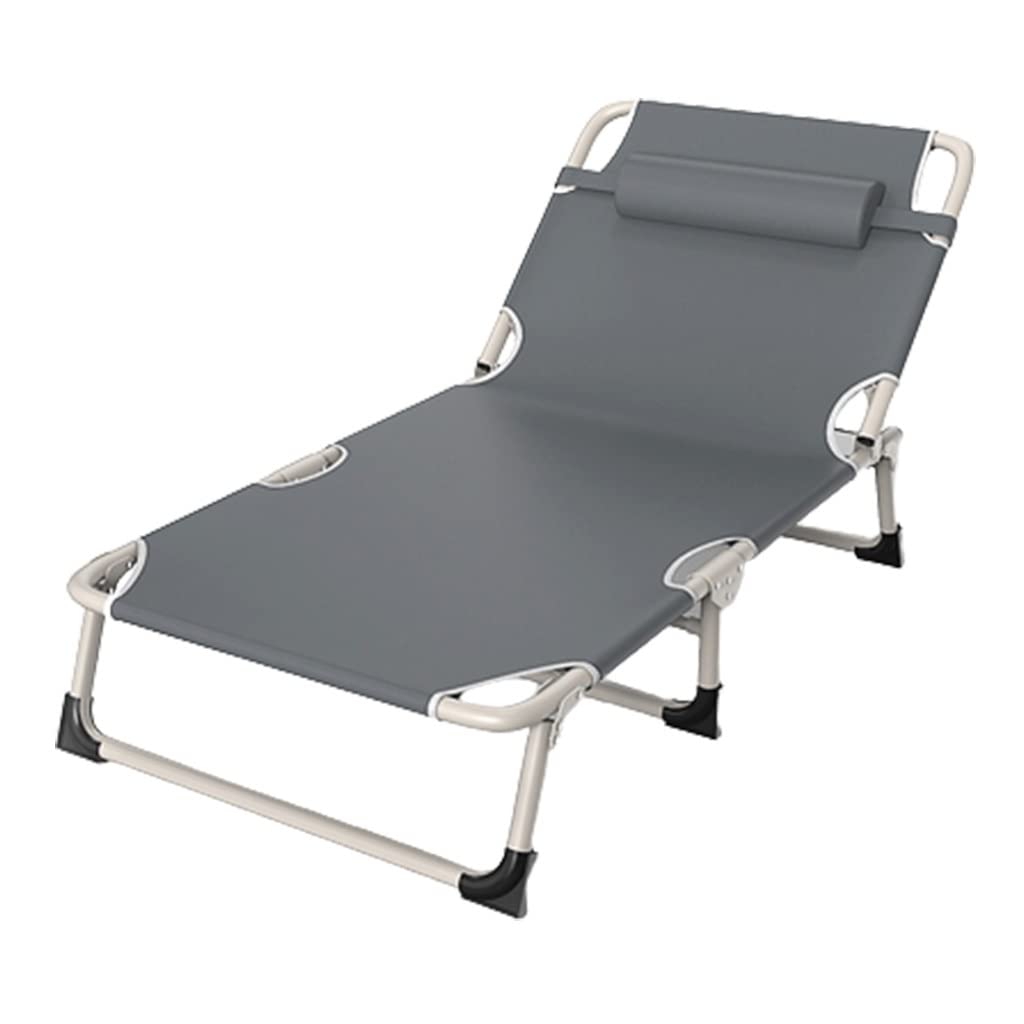 Lit de camping inclinable réglable avec matelas – Lit portable compact pliable pour dormir en plein air, randonnée – Gris