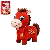 Generisch Year of The Horse 2026 Plush, 7.87in Funny Smiling/Crying Horse Plushie Figurine, Lucky Chinese Lunar New Year Mascot Zodiac Ornament for Home Store Tabletop Decor, Red