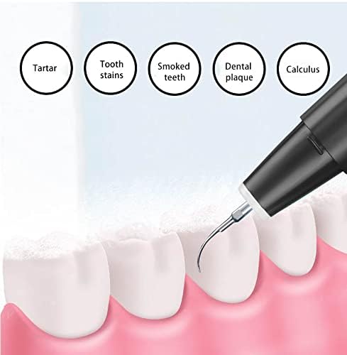 Ultrasonic Teeth Cleaning kit with 5 Modes, Waterproof, Tartar, Tooth Coffee Stains, Smoked Teeth Dental Plaque Calculus Remover with Replacement Heads Professional Dental Cleaning kit (Black)