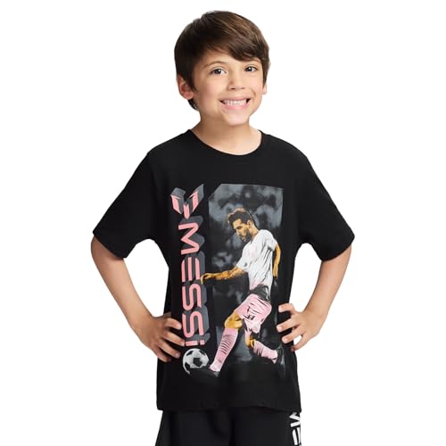 Image of Messi Boys' Lifestyle Short Sleeve T-Shirt, Slim-fit Graphic Tee, Cotton Blend Fabric