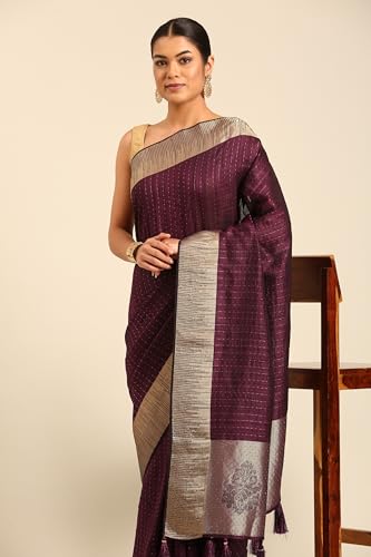 Image of MOHEY Women's Art Silk Rhinestone Embellished Saree
