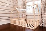 Mandrele - Montessori Bett, Hausbett mit Lattenrost, Rausfallschutz Bett, Bodenbett...