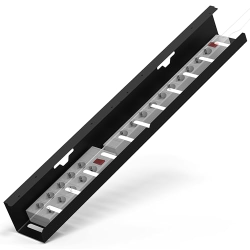 iVengo® XL Organizador Cables Escritorio Probado por TÜV [2x50cm] para una Recoge Cables Ideal - Espacioso Organizador de Cables [Juego de 2] - Bandeja Cables Escritorio Robusto e Inteligente - Negro