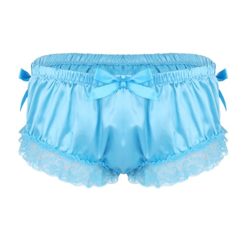 Men's Frilly Satin Ruffled Floral Lace Briefs Sissy Pouch Panties Girlie Crossdress Knickers Underwear