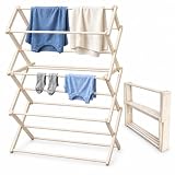 Lancaster 's Best Amish Craftsman - Tendedero plegable de madera para colgar ropa, ropa de lavado o toallas