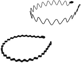 Pack of 2 Metal Hair Bands, Wave Metal Headband, Unisex Non-Slip Elastic Headband for Outdoor, Sports, Yoga, Makeup