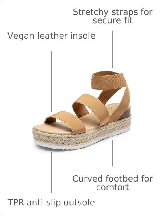 Image of DREAM PAIRS Strappy Espadrille Platform Wedge Sandals for Women Dressy Summer, Comfortable Open Toe Sandals with Cushioned Insole and Ankle Strap Buckle