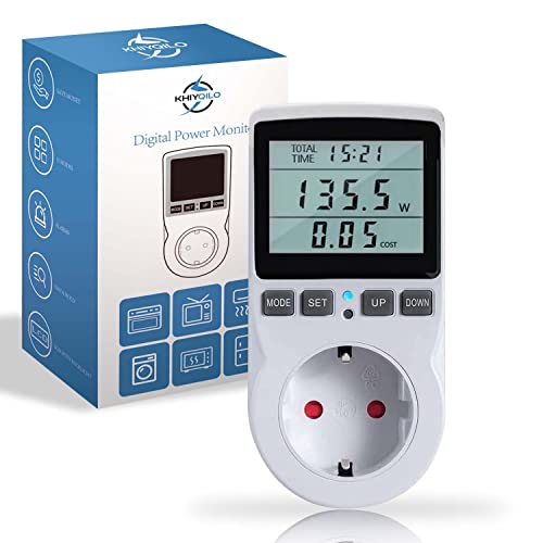 Prise Compteur d'Énergie, Wattmètre Compteur de Consommation d'énergie,11 Modes, Consommation Électrique, Protection Contre Les Surcharges 3680W Prise Europe Cover