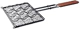 Outset Rosewood Handle Grill Basket, Non-Stick Meatball Basket