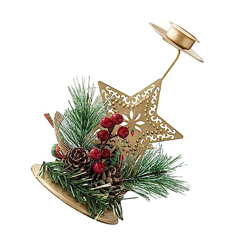 STOBAZA Iron Christmas Candlestick Room Decor Festive Centerpiece Stable Flat Base Random Style
