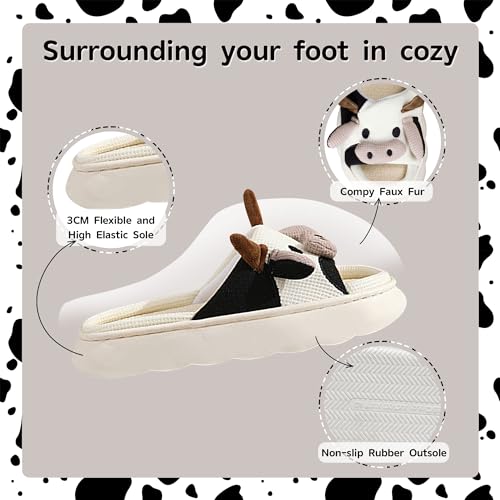 Cow Slippers for Women Men, Cute Cartoon Cotton Slippers indoor and outdoor, Kawaii House Slippers for Women3