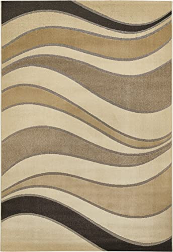 Luxor Living Webteppich Castell Teppich in modernem Design mit Rückseite aus Jute braun Welle, 60 X 110 cm, 725030