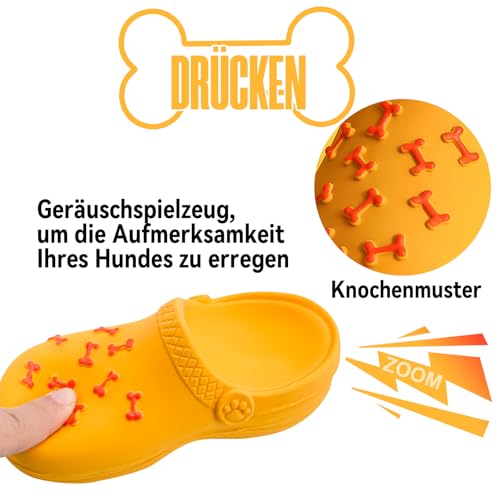 HYSHLC 2PCS Hundespielzeug Unzerstörbar, Quietschspielzeug Hund Interaktives Spielzeug, Hundespielzeug Pantoffel Intelligenz Set für Kleine und Mittelgroße Hunde zum Kauen und Jagen, Gelb Grün