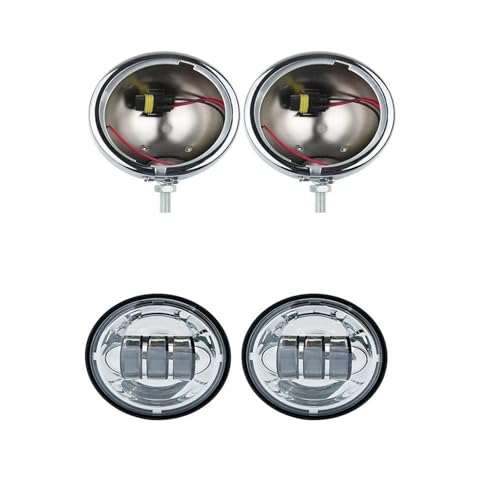 Faros de carretera moto con acabado cromado espejo y óptica LED sellada de 4.5 pulgadas