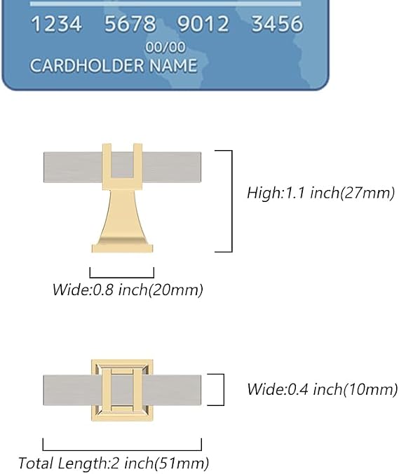 9BUILD 10 Pack 2 Inch Satin Nickel Cabinet & Drawer T Bar Knobs