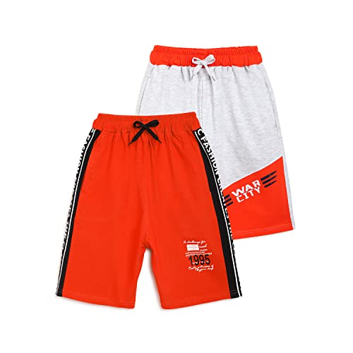 Image of Homegrown Boys 100% Cotton Bermuda Shorts Pack of 2 | Elastic Waist Casual Summer Shorts for Kids | 3-14 Years