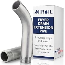 Deep Fryer Drain Pipe - 2 Pack Inner Diameter 1.25" 1.6" Outer x 9.5" - Oil Fryer Drain Extension Pipe - Easy Installation - Curve Out Fitting for Pitco, Frymaster, Vulcan-Hart - by MirOil 90295