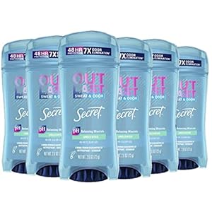 Secret Antiperspirant Deodorant for Women, Unscented, Clear Gel, Outlast Xtend, 2.6 Oz (Pack of 6) (Packaging May Vary)