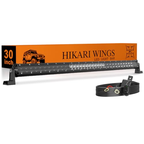 HIKARI WINGS 2026 New 30 Inch LED Light Bar, 70,000LM Off Road, 70W Spot Flood Combo Beam, IP68 Waterproof with 12V/24V Wiring Harness Kit for Driving Truck Pickup SUV ATV UTV