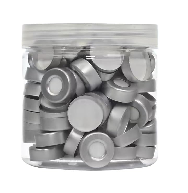 Tappo a crimpare in alluminio da 20 mm con setti in PTFE/silicone for fiale for cromatografia da 10 ml/20 ml - Confezione da 100(J-CS122)