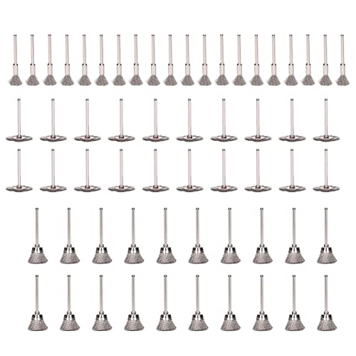 Respicefinem 60Pcs Set Wire Wheels Pen Brushes Stainless Steel Wires Brush Set for Dust with 3mm Shank and 3 Shapes Ideal for Removing Burrs Dust Oxide Layers and Paint Suitable