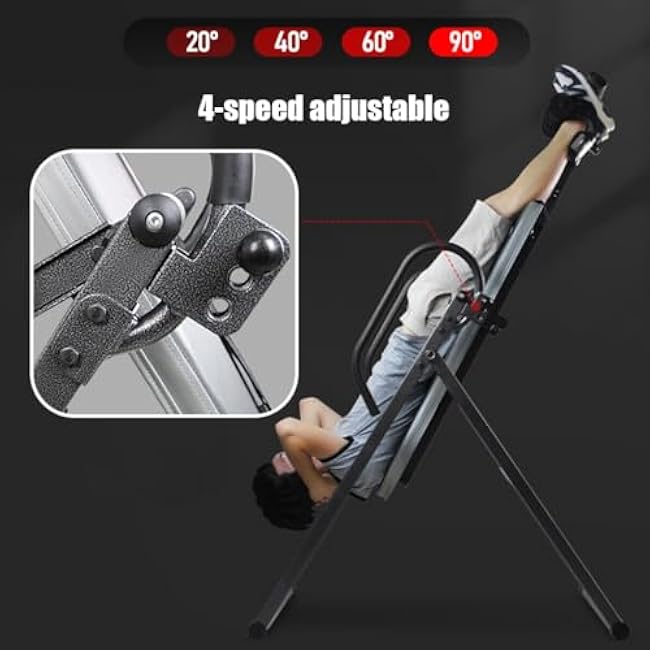 Back Pain Relief Inversion Table, Strength Training Inversion Equipment with Adjustable Protective Strap Back Stretcher Machine
