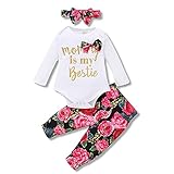 nilikastta 3PCS Newborn Baby Girls Clothes Infant Outfit,Romper Bodysuit Long Sleeve Jumpsuit Ruffled Camouflage Pants(White,12-18M)