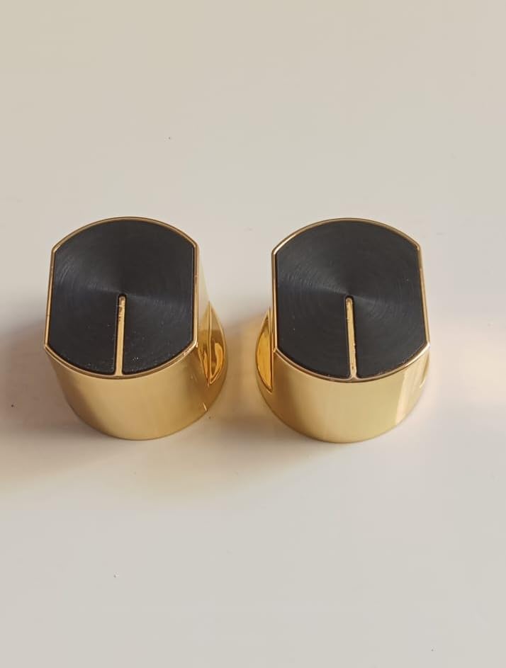 Image of Universal fit Knob for Gas Stove Replacement Parts | Long Lasting, Smooth Operation, Premium PVC On-Off Push Type 8 MM Spindle Black Knob for All Sleek Slim Modal Gas Stove (GOLD, PACK OF 2)