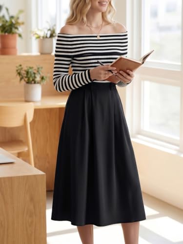 Image of Casly Lamiit A-Line Midi Skirts for Women Business Skirt