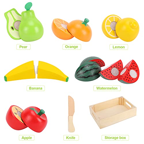 Whoholl Wooden Play Food Toddler Toys, Pretend Cutting Food Toys, Play Fruits Toy Food Sets For Kids Kitchen, Mini Kitchen Toy, Montessori Toys Learning Resources For 1 2 3 Year Old Girls Boys #TOP1