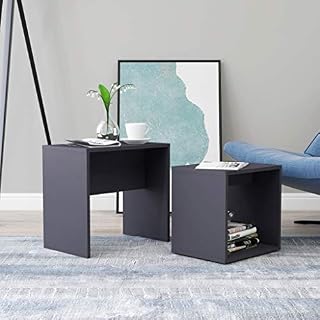 vidaXL Coffee Table Set Home Interior Living Room Indoor Furniture Accent Side Tea Couch Sofa Laptop Nesting Stand Grey Engineered Wood