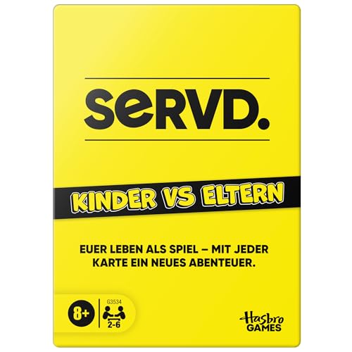 SERVD Kinder vs Eltern Edition – witziges Real-Life Kartenspiel für Familien, Kinder, Teenager, Erwachsene – lustige Aufgaben – 2-6 Spieler – ab 8 Jahren - Deutsche Version