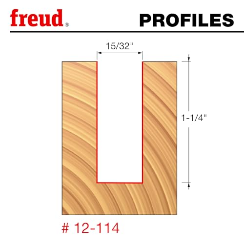 Image of Freud 12-114: 15 /32 inch (Dia.) Double Flute Straight Bit with 1 /2 inch Shank