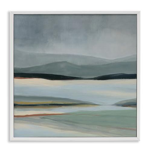 Stupell Industries Abstract Landscape Painting Distant Lakeside Mountains, Design by Carol Robinson, White Framed, 24 x 24