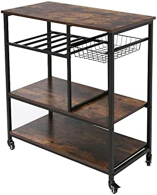 AZL1 Life Concept Kitchen Cart, Utility Storage Shelf with Bottle Holder, Industrial Microwave Stand
