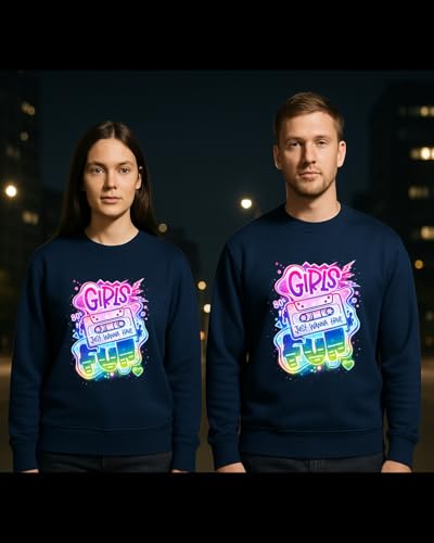 Design pop art vibes pour ce pull bleu marine rétro M