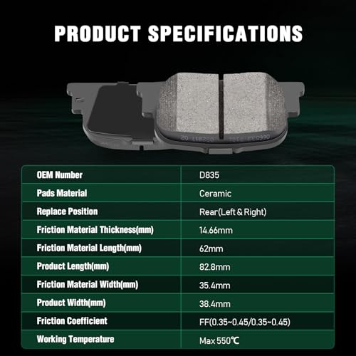 Image of AUTOMUTO D707 & D835 8pcs Front Rear Ceramic Pads Brake fit For 2000-2001 For Lexus ES300,2000-2001 For Toyota For Camry