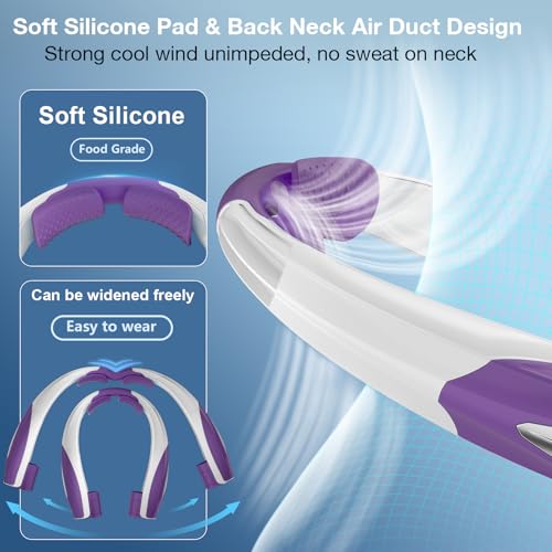 Image of Hionly AI Neck Fan, 6 Speeds Adjustable Portable Personal Fan Rechargeable, 6000 mAh Battery Faster Cooling Wearable, Ultra Quiet for Home, Office, Travel, Outdoor