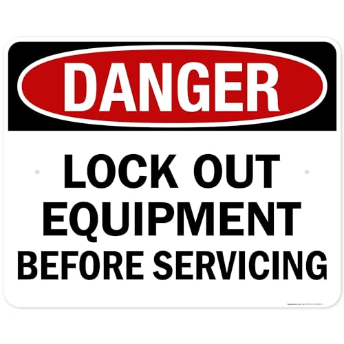 Danger Lock Out Equipment Before Servicing Sign, 24x30 Inches, Rust