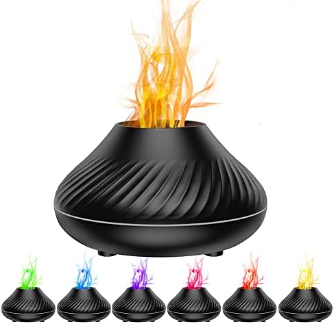 Rican Aromatherapy Diffusers, Flame Aroma Diffuser,130ML Essential Oil Diffuser, 7 Flame Colors Humidifier, Small Oil Diffusers for Home, Office, Car & Yoga - Black