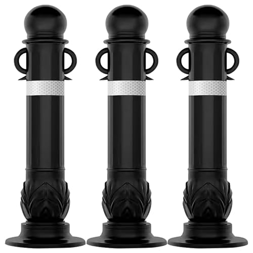 Aioneer Safety Bollards Parking Bollards Steel Traffic Barrier,Safety Cones,Barricade Posts Traffic Delineator Post,80Cm Height Flexible Eva Plastic Traffic Safety Barrier B-Set of 3