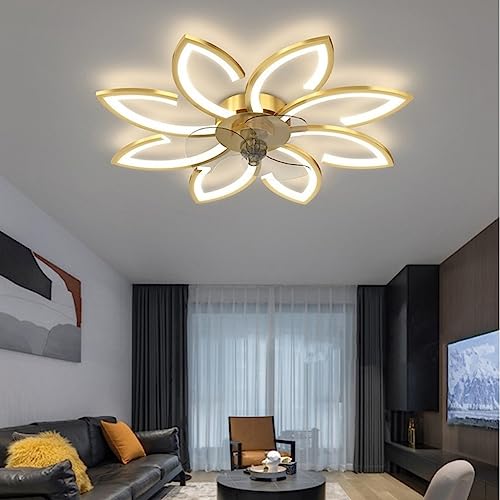 Ventilateur plafond LED dimmable silencieux à pétales avec télécommande