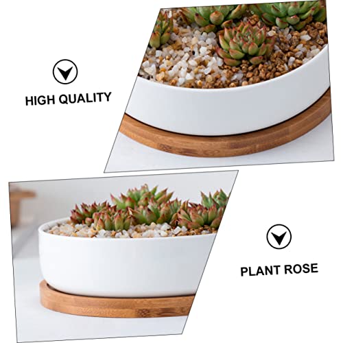 Yardwe Ceramic Bamboo Flower Pot White Plant Pots Desk Topper Small Containers Window Planter Mini Ceramic Planter Small Ceramic Planter Garden Plant Pot Garden Flowerpot Planting Pot Set #TOP7