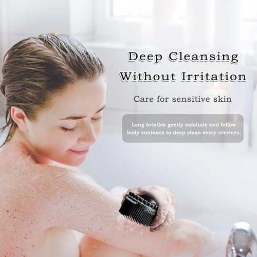 FREATECH Silicone Body Scrubber Gentle Exfoliating Bath Shower Body Cleansing Brush, More Hygienic Than Loofah, Easy to Clean and Durable, for Men Women Kids, Sensitive Skin, Black - Image 5
