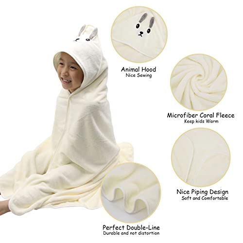 Kids Bath Beach Towel, Soft Towel And Highly Absorbent Bathrobe Blanket, Swim Pool Towel With 1Pc Face Towel,Toddlers Shower Gifts For Boys Girls- 41" X 41"- White Version #TOP1