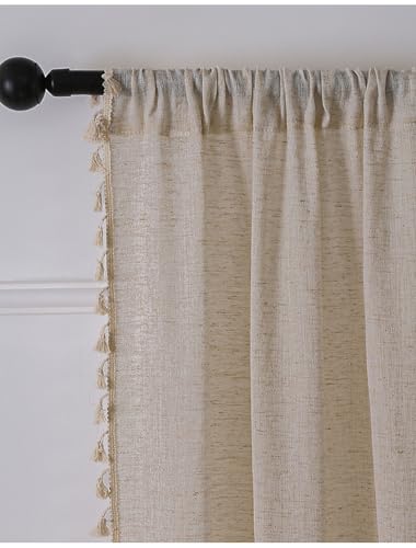 KnSam rideaux effet lin texturé beige avec passants discrets - 6